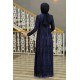 Payet ve Sim Detaylı Tesettür Abiye Elbise - Lacivert