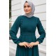 Tesettür Abiye Elbise -Petrol Mavisi