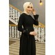 Piliseli Tesettür Abiye Elbise - Siyah Piliseli Tesettür Abiye Elbise - Siyah