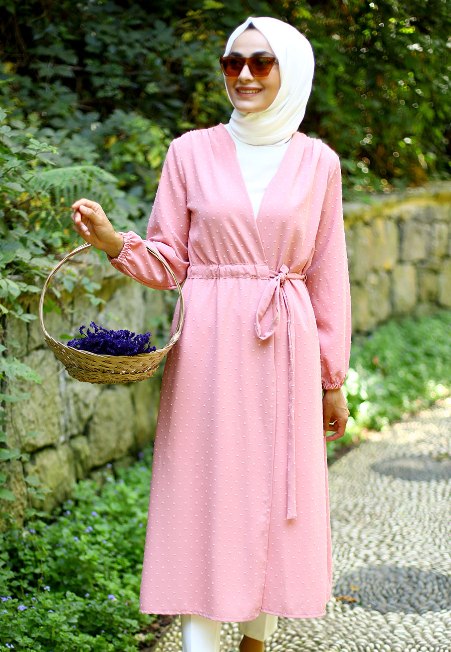 Pıt Pıt Desenli Kap - Pudra