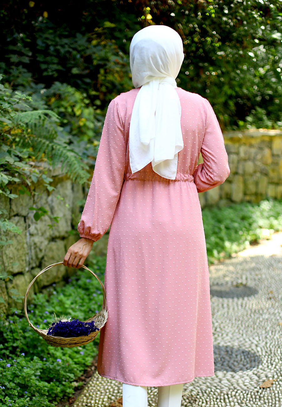 Pıt Pıt Desenli Kap - Pudra