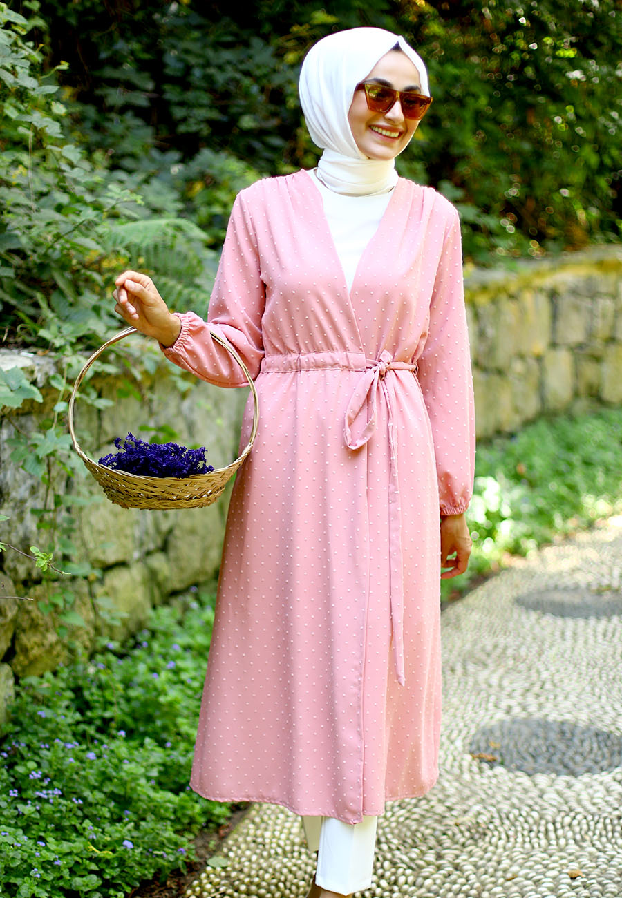 Pıt Pıt Desenli Kap - Pudra