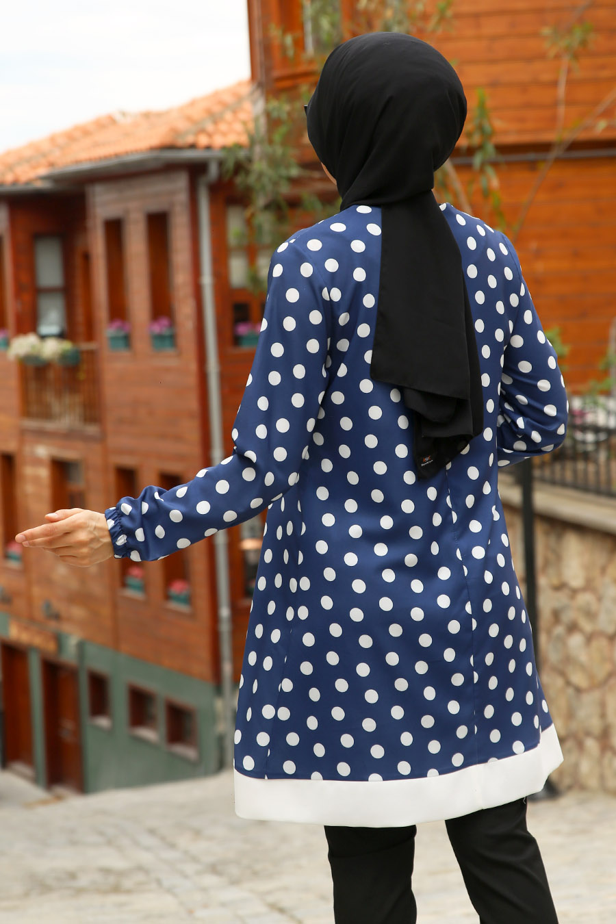 Puantiyeli Tunik - Mavi