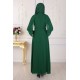 Pul Detaylı Şifon Tesettür Abiye Elbise - Yeşil