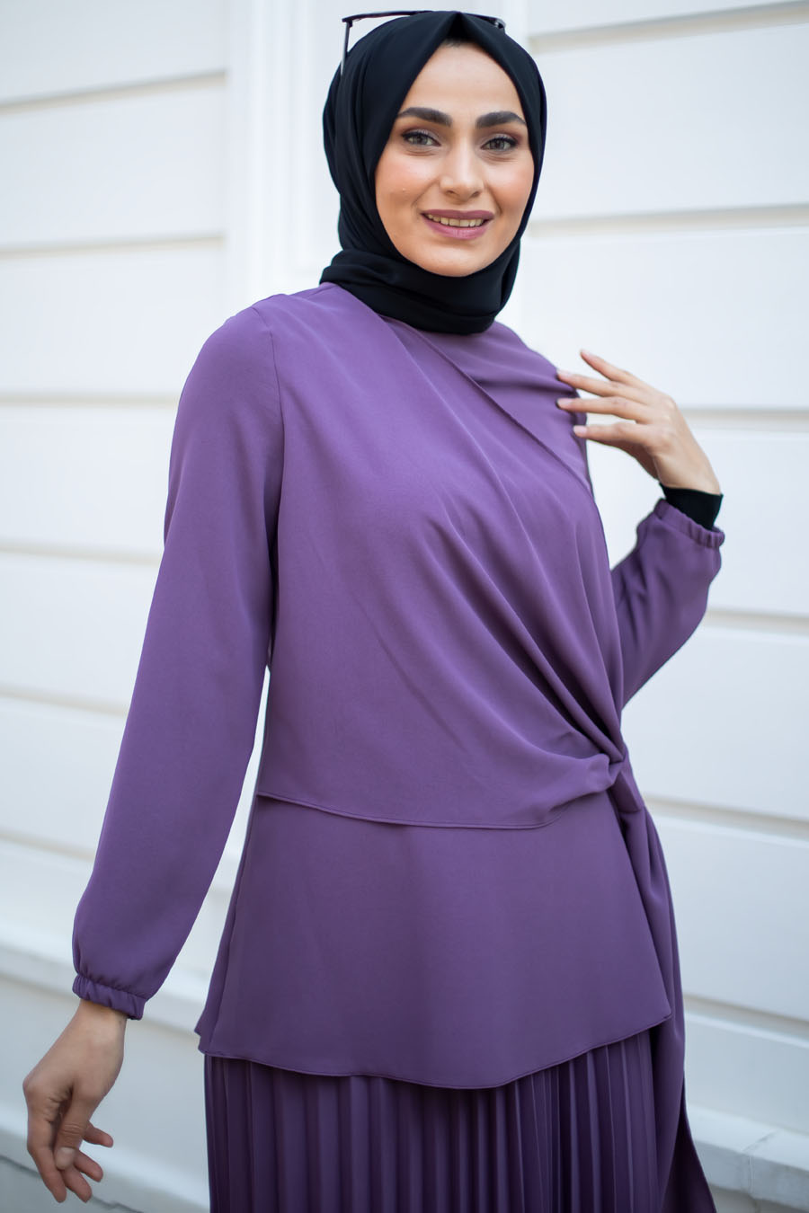 Tunic and Skirt Suit - Purple