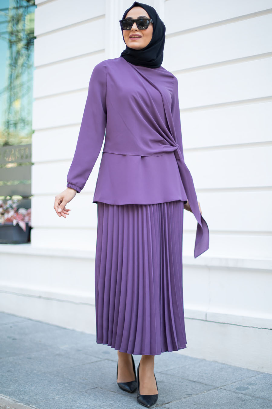 Tunic and Skirt Suit - Purple