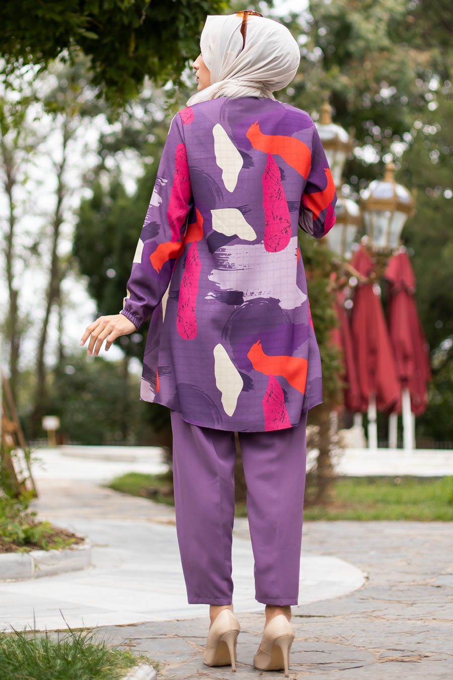 Tunic and Skirt Suit - Purple