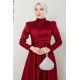 Drapeli  Abiye Elbise - Kırmızı