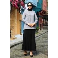 Tunic and Skirt Suit - Grey