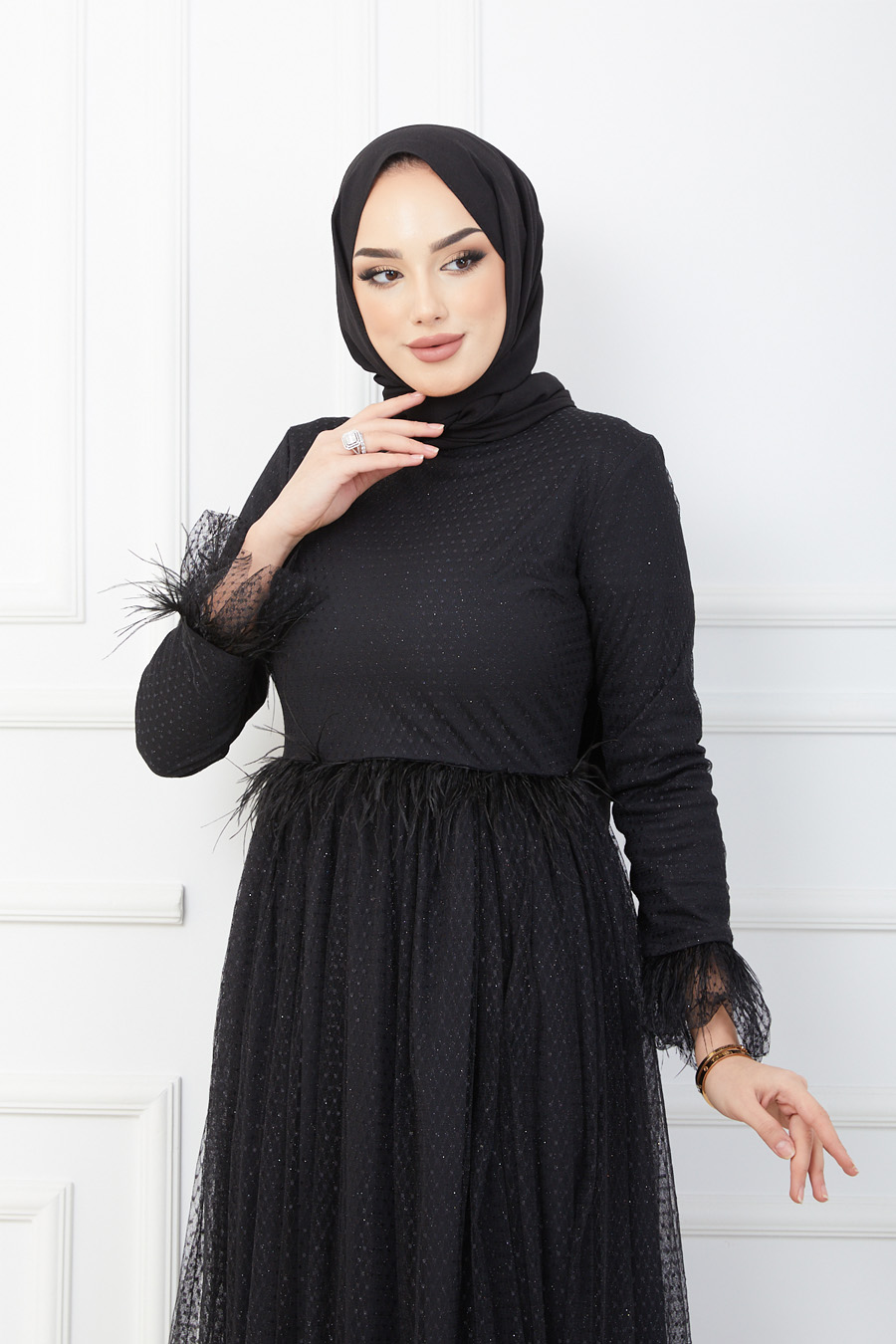 Tesettür Abiye Elbise - SİYAH