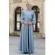 Kloş Model Tesettür Abiye Elbise - Buz Mavisi