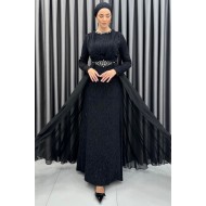 Taş Detaylı Tesettür Elbise - SİYAH Taş Detaylı Tesettür Elbise - SİYAH