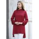 Yakası Bağlamalı Tunik -BORDO Yakası Bağlamalı Tunik -BORDO