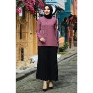 Tunic and Skirt Suit - Rose Color 