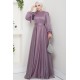 Kemerli Abiye Elbise - LİLA