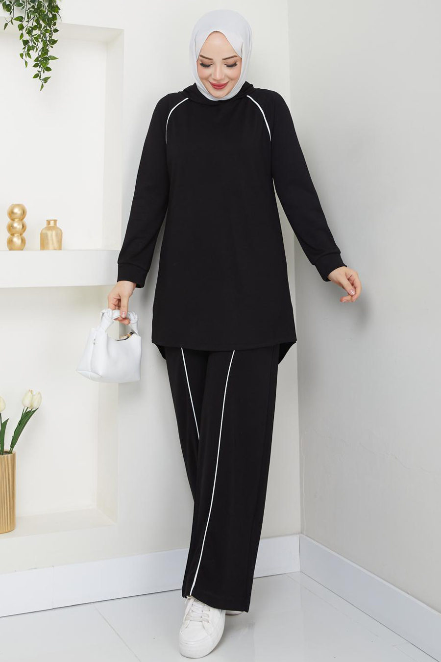 Pantolon Tunik İkili Tesettür Takım - SİYAH