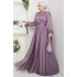 Kemerli Abiye Elbise - LİLA
