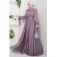 Kemerli Abiye Elbise - LİLA