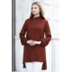 Yakası Bağlamalı Tunik -KİREMİT Yakası Bağlamalı Tunik -KİREMİT