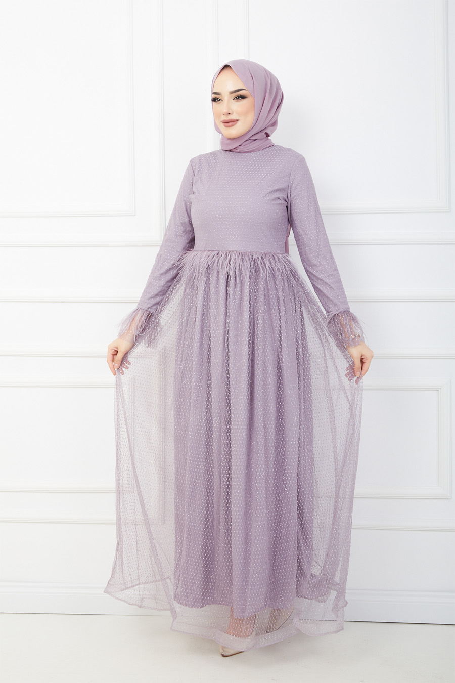 Tesettür Abiye Elbise - LILA