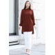 Yakası Bağlamalı Tunik -KİREMİT Yakası Bağlamalı Tunik -KİREMİT