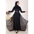 Pul Detaylı Şifon Tesettür Abiye Elbise - Siyah