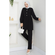 Pantolon Tunik İkili Tesettür Takım - SİYAH
