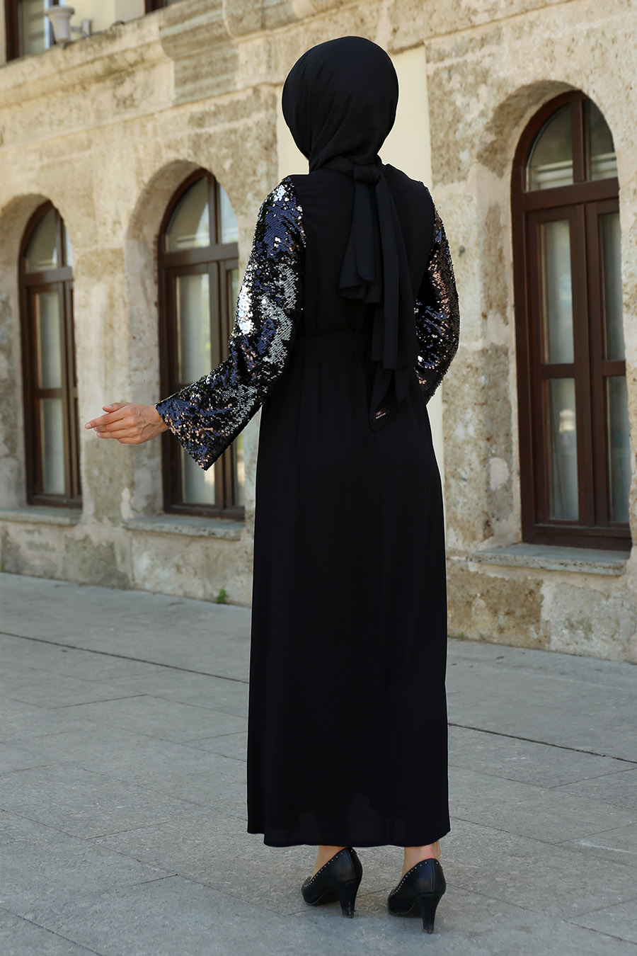 Feiza Collection - Gri Payetli Ferace 