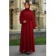 Kolları Fırfırlı Tesettür Abiye Elbise - Bordo
