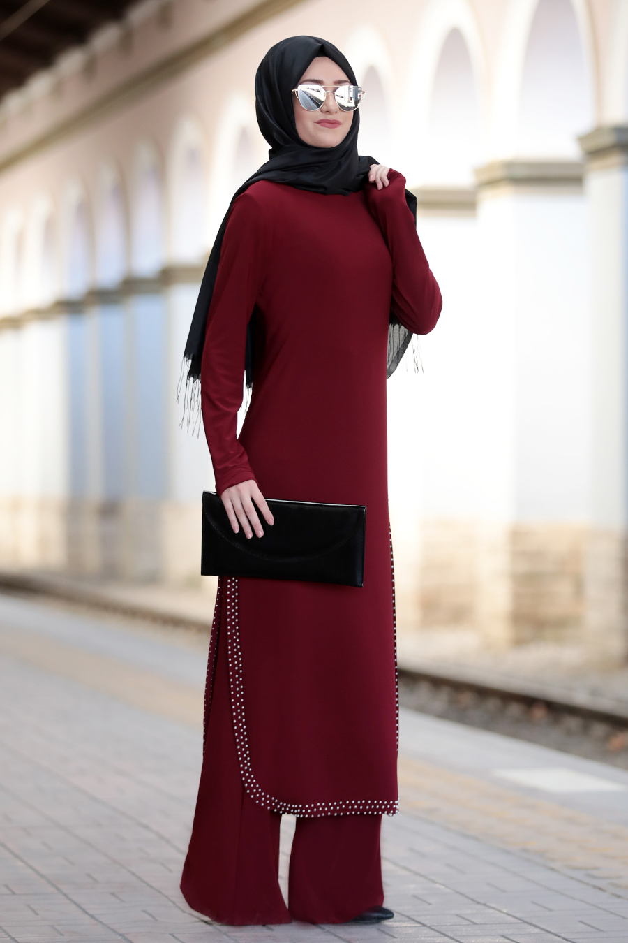 Sure Tesettür - İnci Takım - Bordo Sure Tesettür - İnci Takım - Bordo