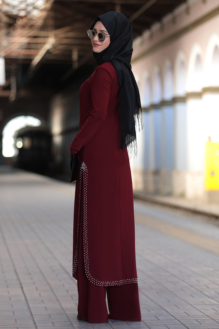 Sure Tesettür - İnci Takım - Bordo Sure Tesettür - İnci Takım - Bordo