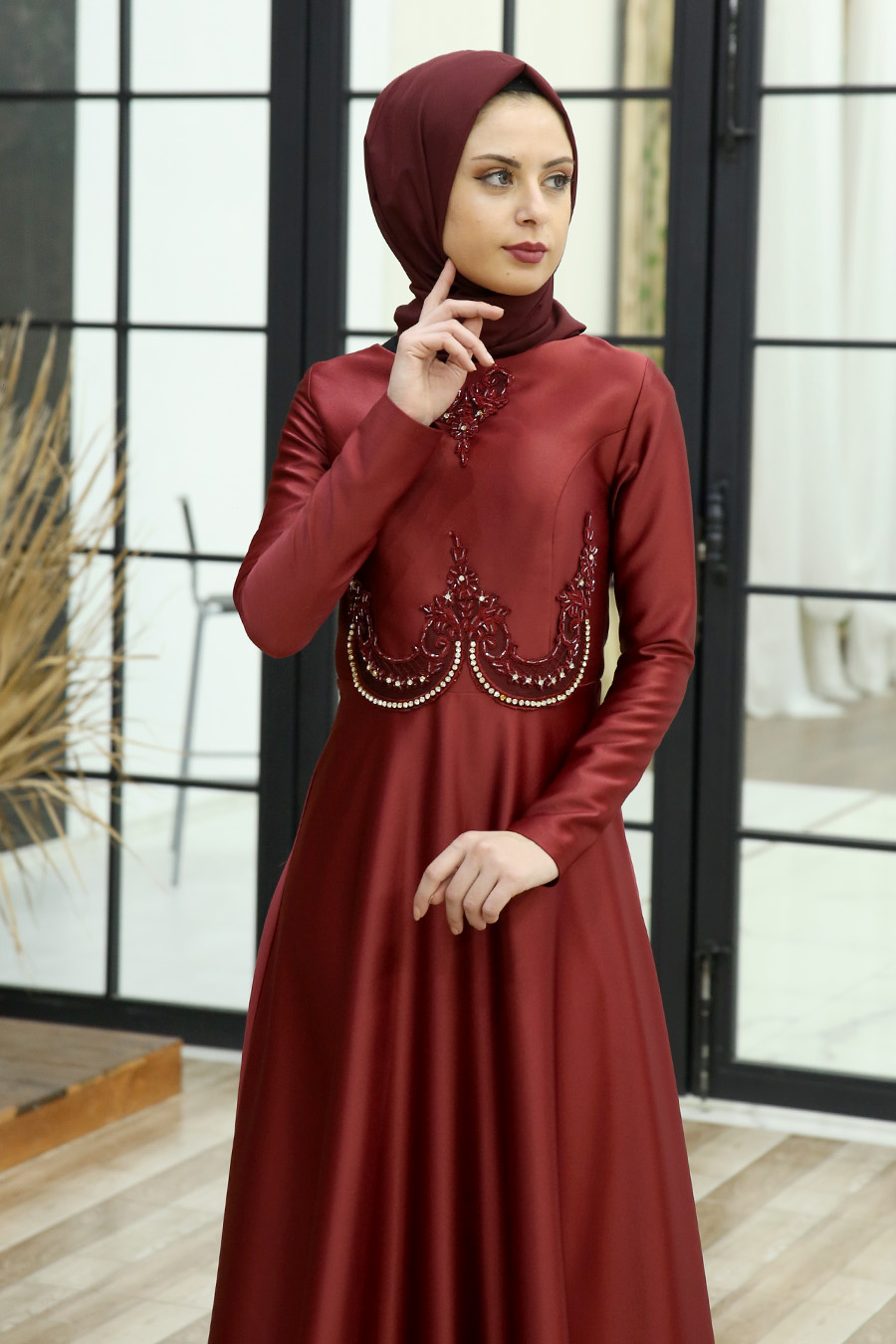 Evening Dress - Claret Red  