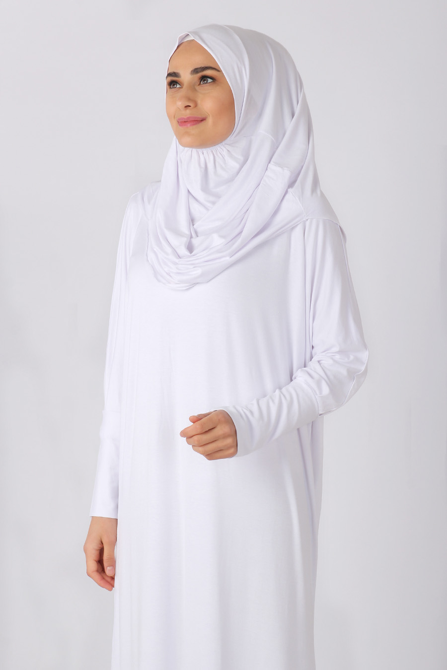 Yarasa Kol Namaz Elbisesi  - Beyaz