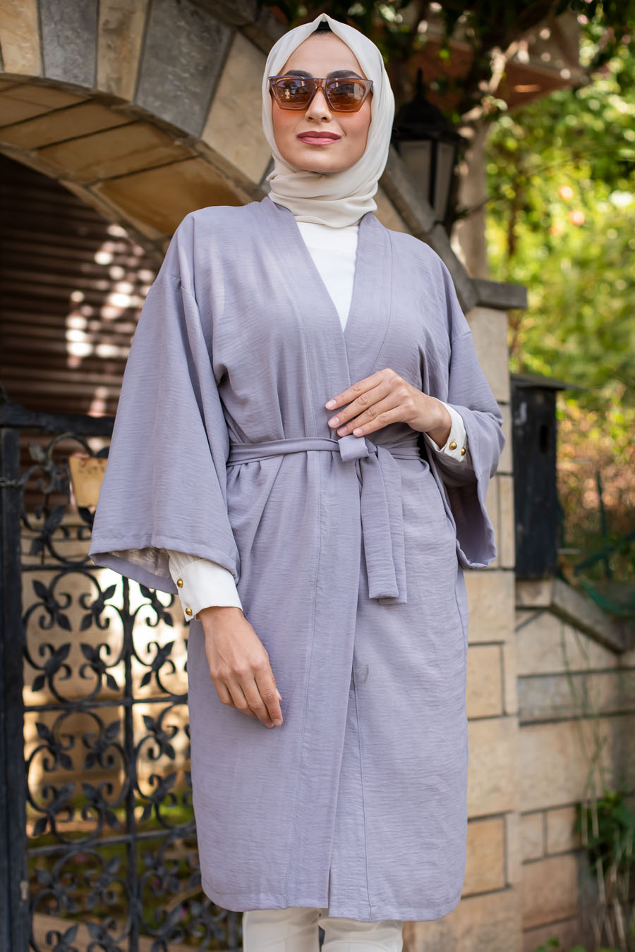 Yarasa Kol Kimono - Gri