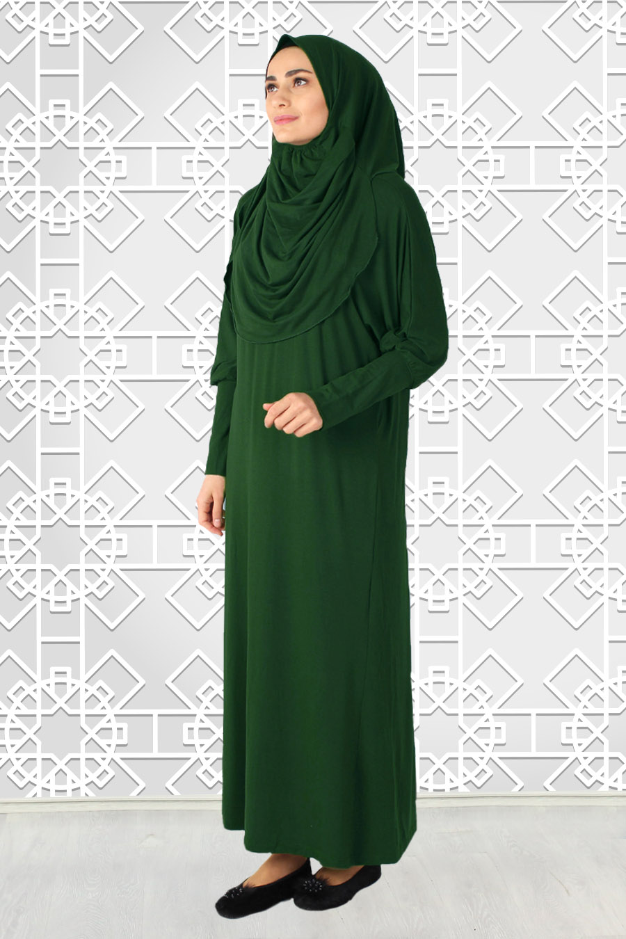 Yarasa Kol Namaz Elbisesi  - Yeşil