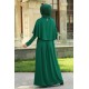Yarım Pelerinli Tesettür Elbise - Yeşil
